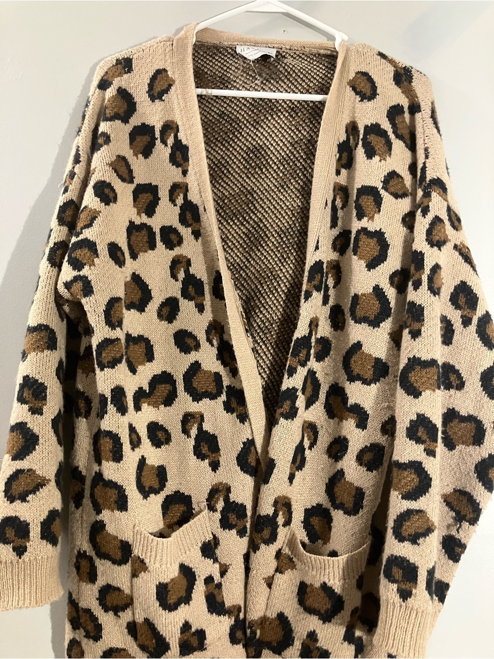 Hayden Beige Leopard Print Open-Front Cardigan